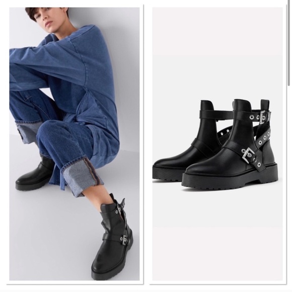 Zara Shoes | Biker Ankle Boots With 